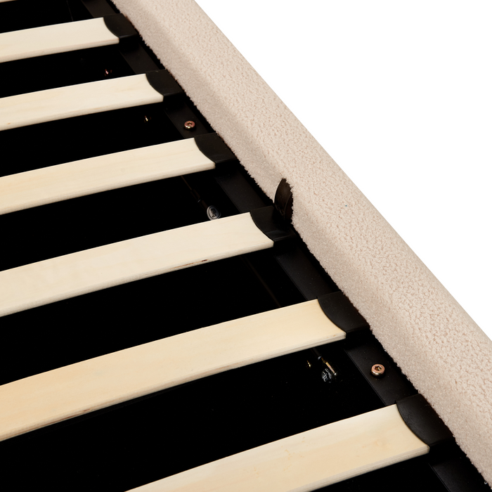 Beliani-BLAGNAC-Bed met opbergruimte-Beige-180 x 200 cm-Bouclé