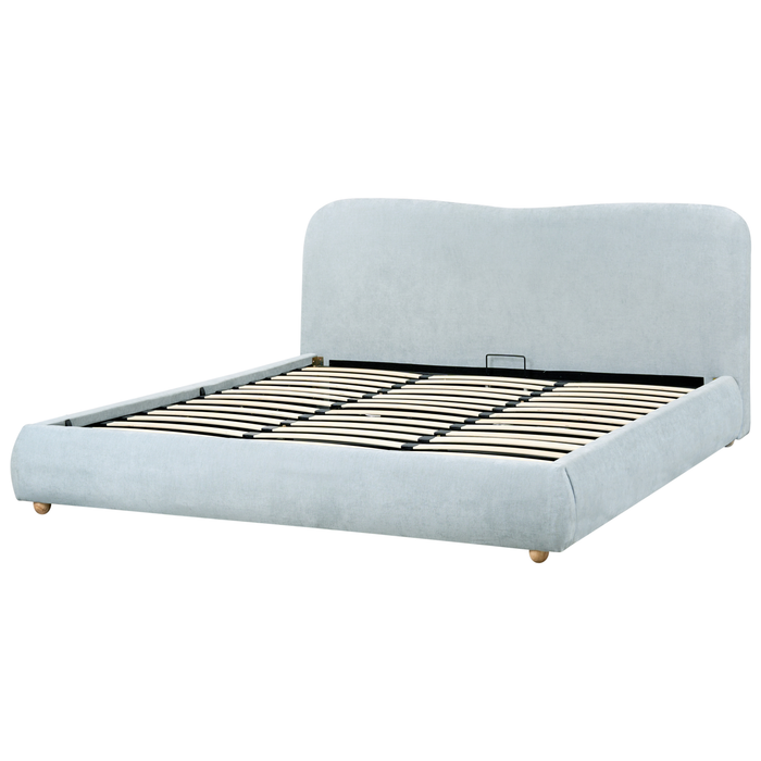 Beliani-BLAGNAC-Bed met opbergruimte-Lichtblauw-180 x 200 cm-Stof