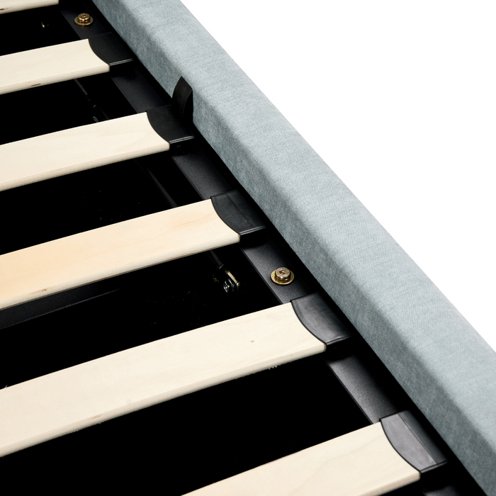 Beliani-BLAGNAC-Bed met opbergruimte-Lichtblauw-180 x 200 cm-Stof