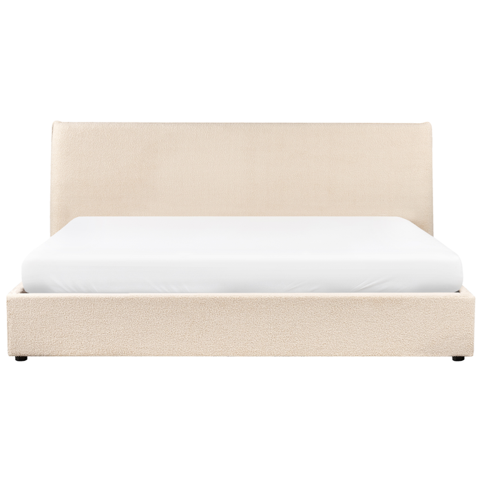 Beliani-LAVAUR-Bed met opbergruimte-Beige-180 x 200 cm-Bouclé