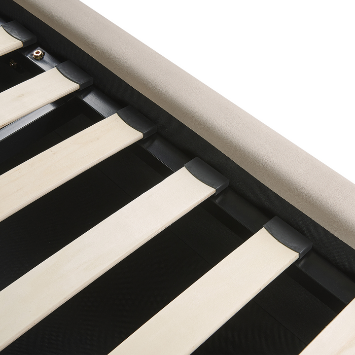 Beliani-BAJONNA-Bed met opbergruimte-Beige-160 x 200 cm-Fluweel