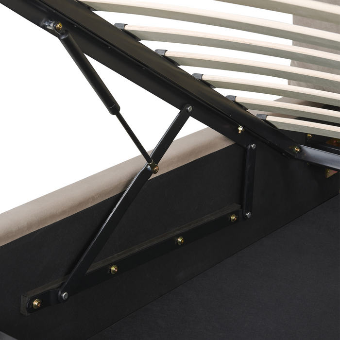 Beliani-BAJONNA-Bed met opbergruimte-Beige-160 x 200 cm-Fluweel