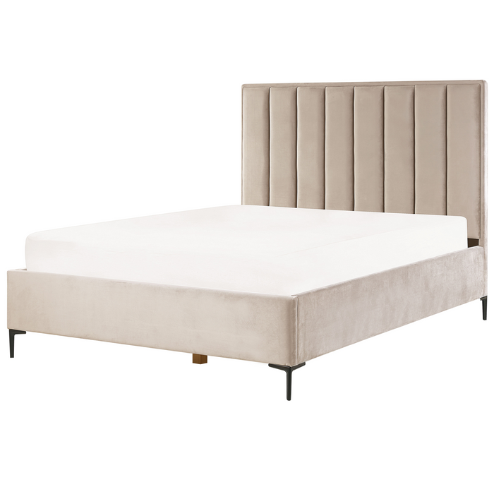 Beliani-SEZANNE -Bed met opbergruimte-Taupe-160 x 200 cm-Fluweel