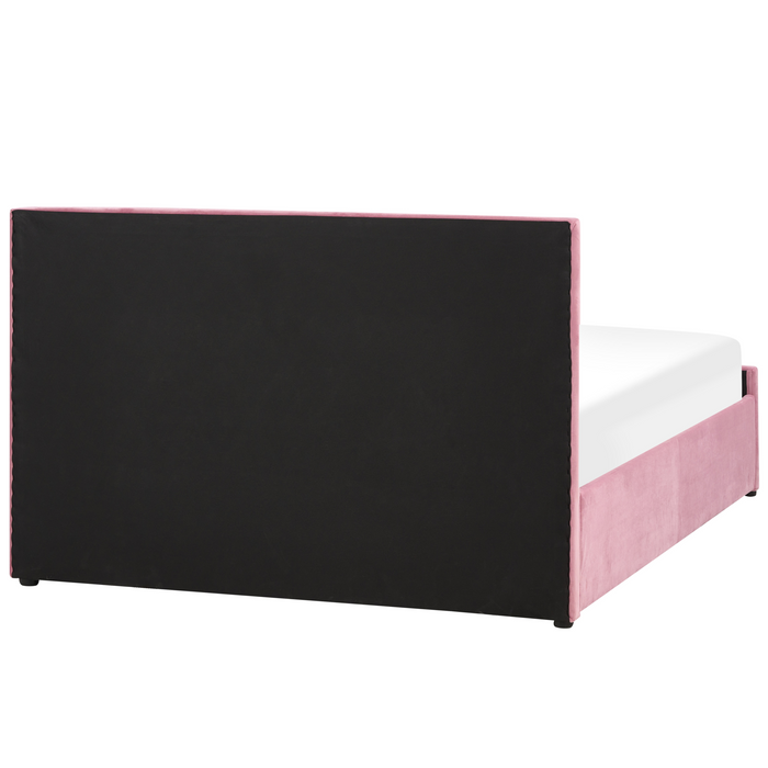 Beliani - ROCHEFORT - Tweepersoonsbed - Roze - 140 x 200 cm - Fluweel
