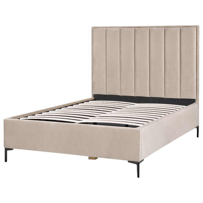 Beliani-SEZANNE -Bed met opbergruimte-Taupe-140 x 200 cm-Fluweel
