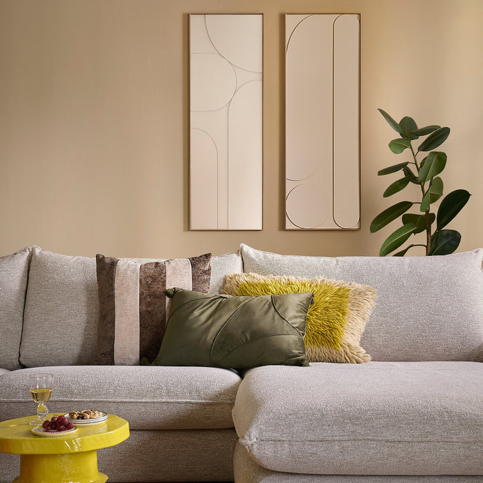 by fonQ Raised Abstraction Schilderij - Balanced - 40 x 118 cm - Lime / Eiken