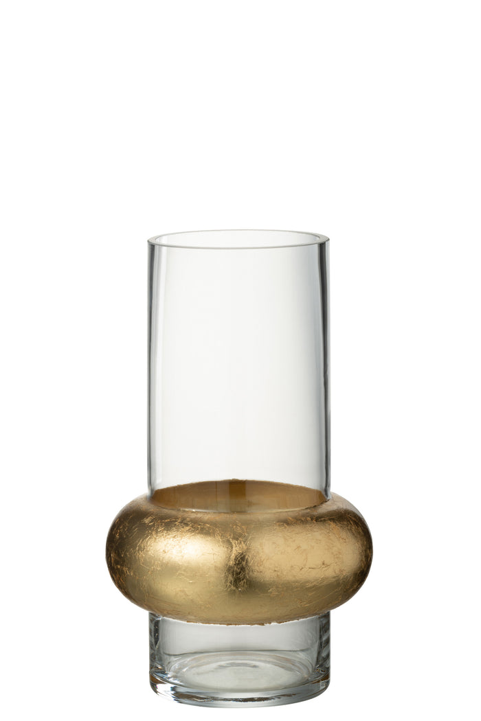 J-Line vaas Cylinder Ring Laag - glas - transparant - small