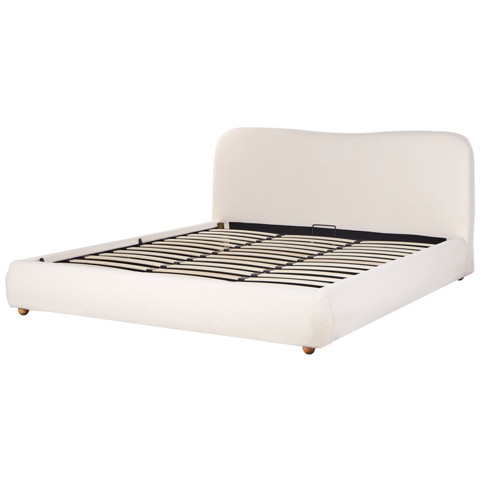 Beliani-BLAGNAC-Bed met opbergruimte-Gebroken wit-180 x 200 cm-Bouclé
