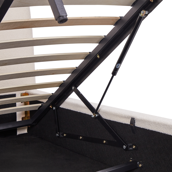 Beliani-BLAGNAC-Bed met opbergruimte-Gebroken wit-180 x 200 cm-Bouclé