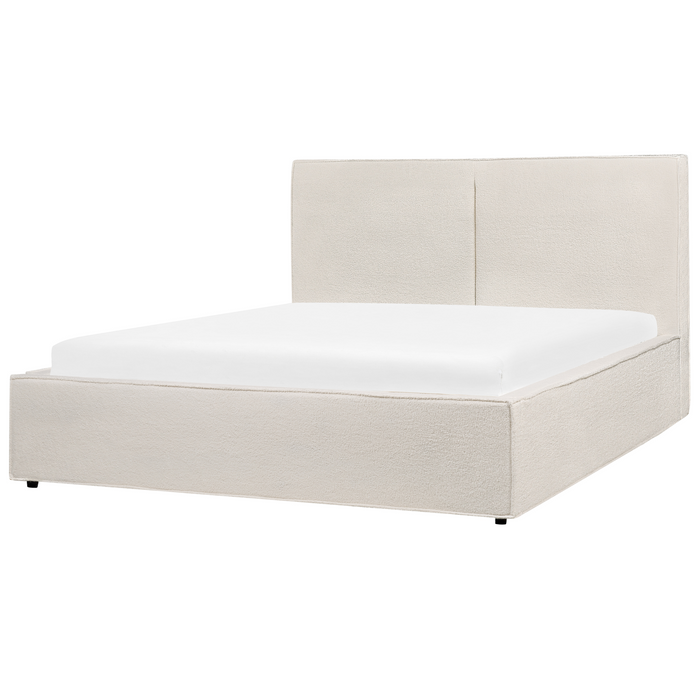 Beliani-MOISSAC-Tweepersoonsbed-Gebroken wit-160 x 200 cm-Polyester