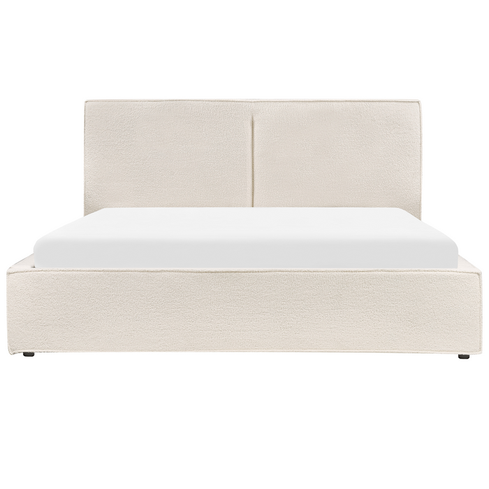 Beliani-MOISSAC-Tweepersoonsbed-Gebroken wit-160 x 200 cm-Polyester