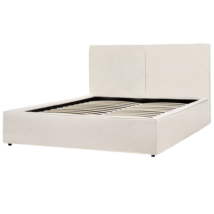 Beliani-MOISSAC-Tweepersoonsbed-Gebroken wit-160 x 200 cm-Polyester