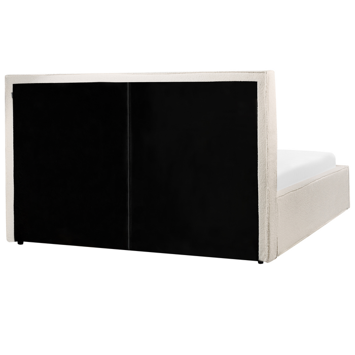 Beliani-MOISSAC-Tweepersoonsbed-Gebroken wit-160 x 200 cm-Polyester