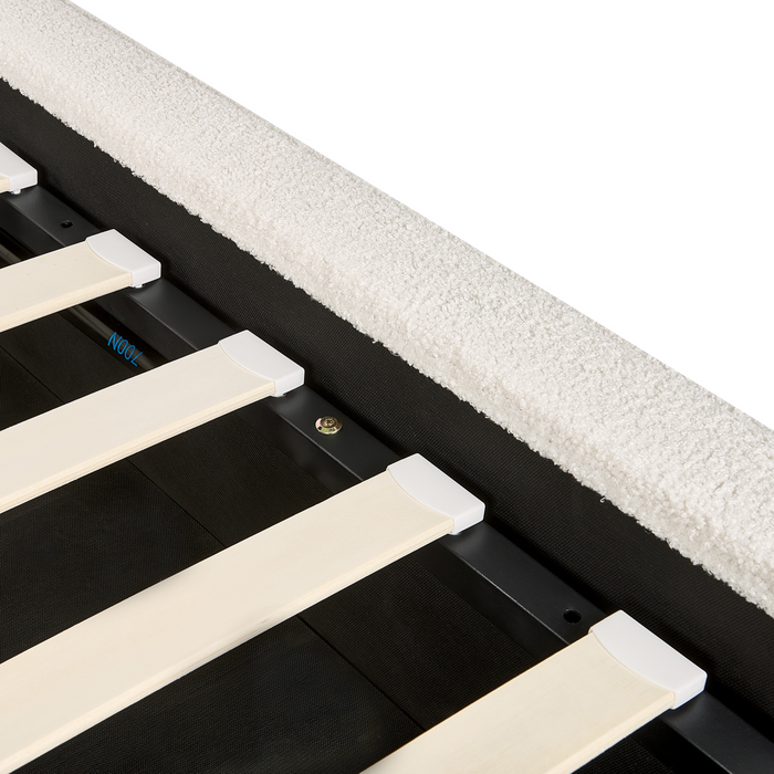 Beliani-MOISSAC-Tweepersoonsbed-Gebroken wit-160 x 200 cm-Polyester