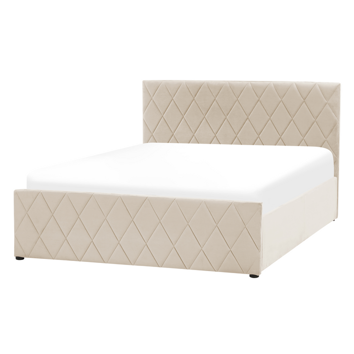 Beliani - ROCHEFORT - Tweepersoonsbed - Beige - 140 x 200 cm - Fluweel
