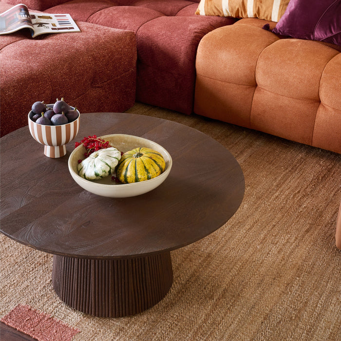 by fonQ Grand Bijzettafel Tabacco Mangohout - Ø 80 cm