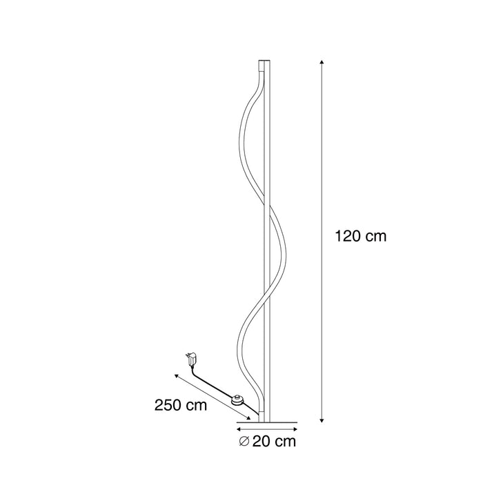 QAZQA Moderne vloerlamp zwart incl. LED 3-staps dimbaar - Twirl