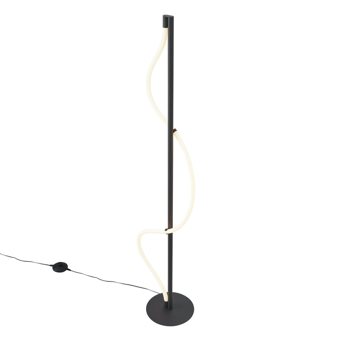 QAZQA Moderne vloerlamp zwart incl. LED 3-staps dimbaar - Twirl