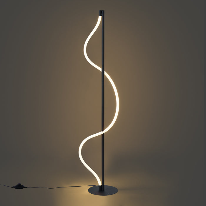 QAZQA Moderne vloerlamp zwart incl. LED 3-staps dimbaar - Twirl