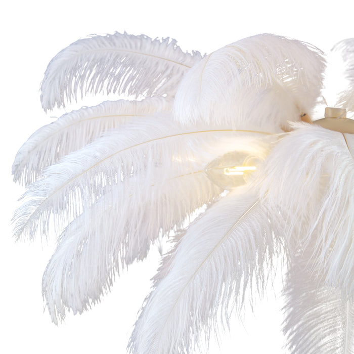 QAZQA Art Deco vloerlamp beige met witte veren - Peahen