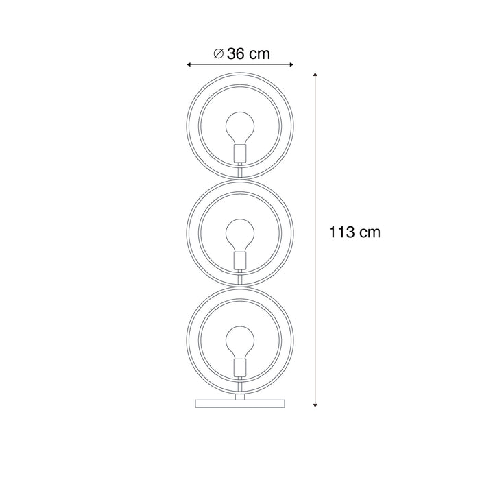 QAZQA Moderne vloerlamp zwart 3-lichts - Indu