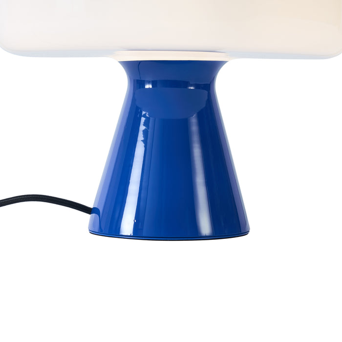 QAZQA Retro tafellamp blauw met wit - Knop