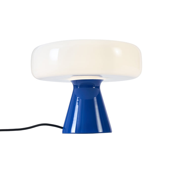 QAZQA Retro tafellamp blauw met wit - Knop