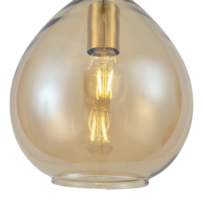 QAZQA Moderne hanglamp goud met amber glas - Traditional