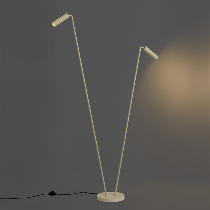 QAZQA Moderne vloerlamp beige 2-lichts GU10 35mm - Thomas