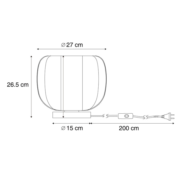 QAZQA Japandi tafellamp zwart met beige linnen kap 27cm - Nami