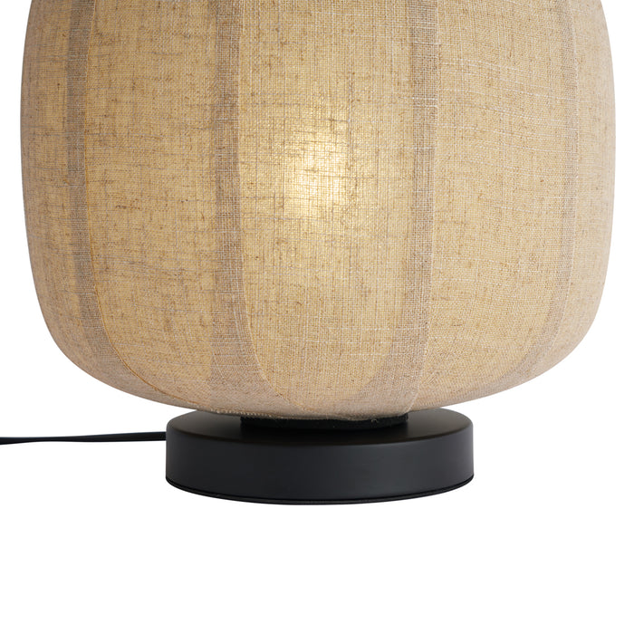QAZQA Japandi tafellamp zwart met beige linnen kap 27cm - Nami