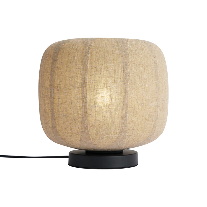 QAZQA Japandi tafellamp zwart met beige linnen kap 27cm - Nami