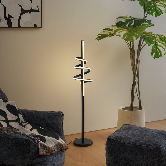 QAZQA Design vloerlamp zwart incl. LED dimbaar - Rolla