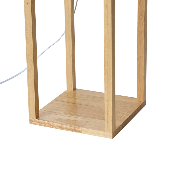 QAZQA Moderne vloerlamp hout met beige kap - Stojan