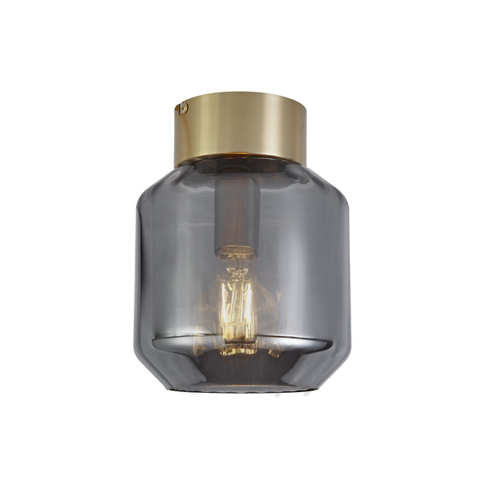 QAZQA Moderne plafondlamp messing met smoke glas - Stiklo