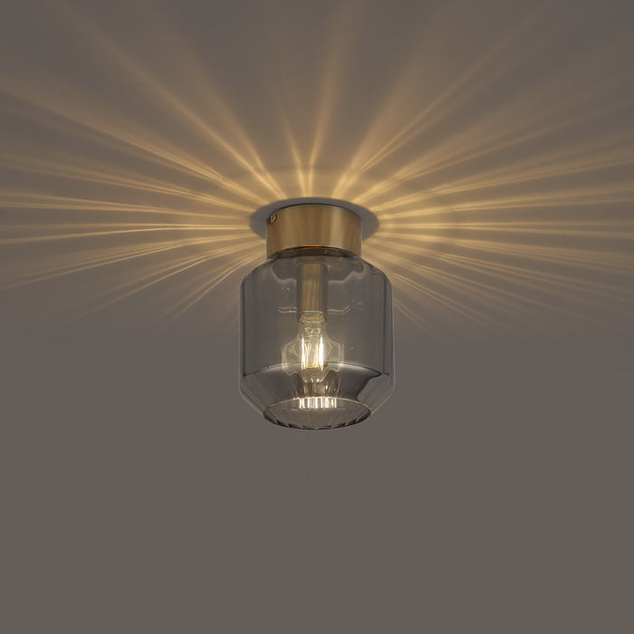 QAZQA Moderne plafondlamp messing met smoke glas - Stiklo