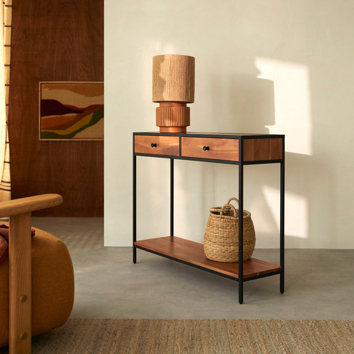 Tikamoon - Agra - Massief acacia en metalen bijzettafel