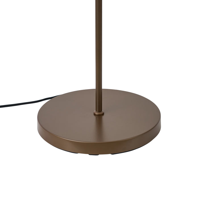 QAZQA Hotel Chique vloerlamp donker brons met amber glas 2-lichts -