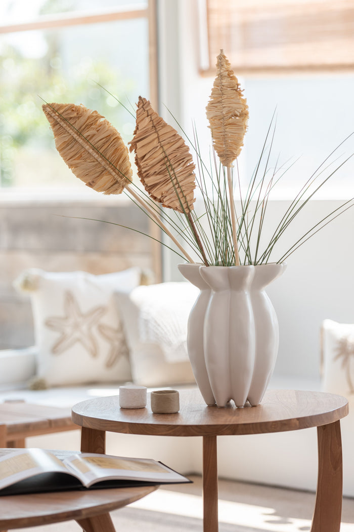 J-Line vaas Lotus - keramiek - wit - large - Ø 32.5 cm