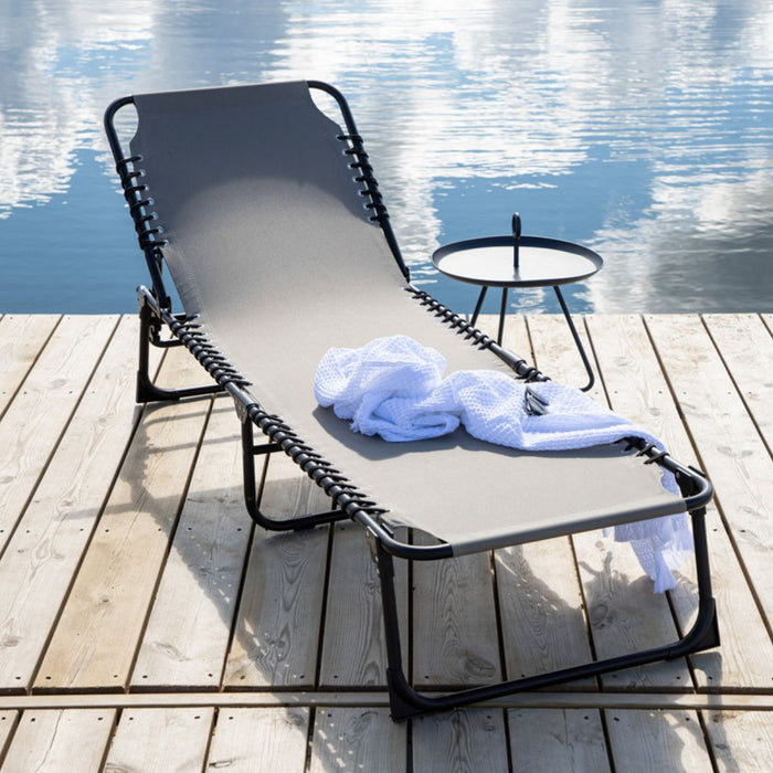 Fjôrd - Ligstoel Grijs Stof - 190x60x82cm - Majken