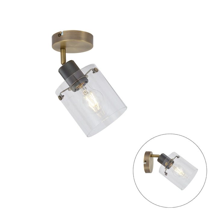 QAZQA Design wandspot brons met helder glas - Domo