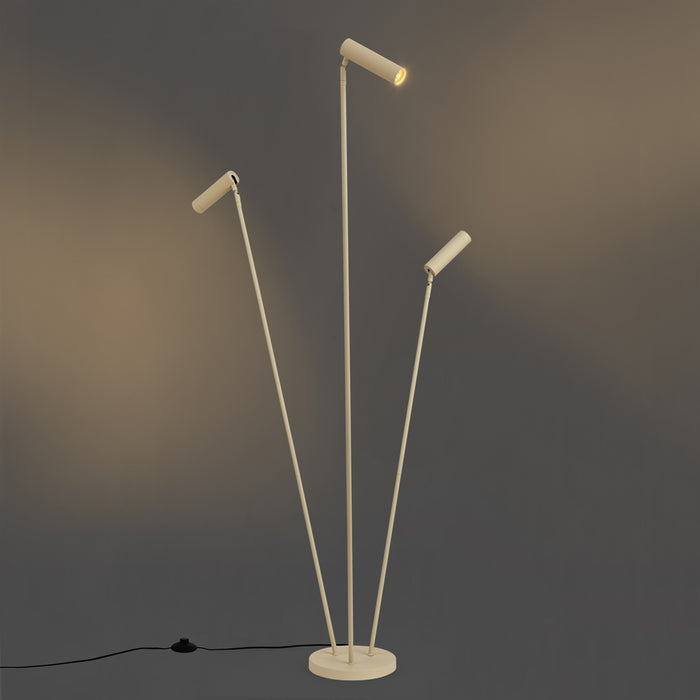 QAZQA Moderne vloerlamp beige 3-lichts GU10 35mm - Thomas