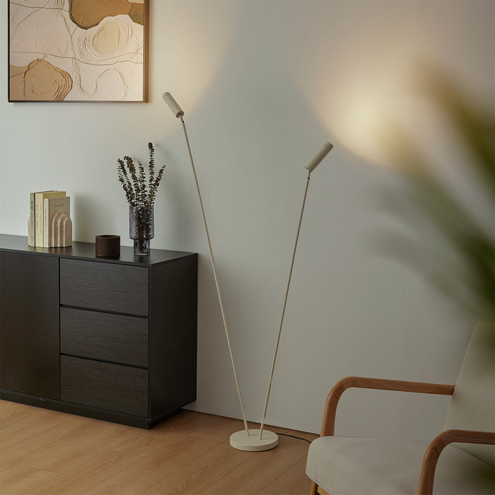 QAZQA Moderne vloerlamp beige 2-lichts GU10 35mm - Thomas