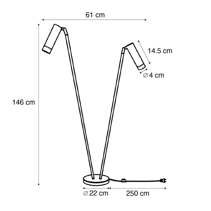 QAZQA Moderne vloerlamp beige 2-lichts GU10 35mm - Thomas