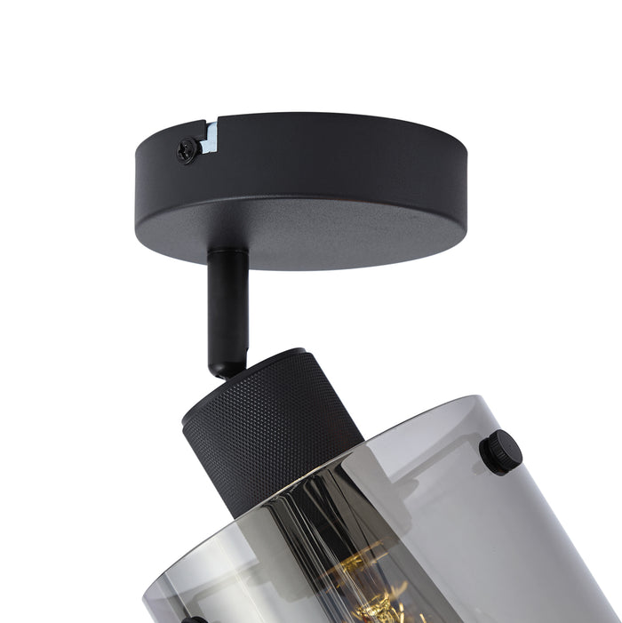 QAZQA Design wandspot zwart met smoke glas - Domo