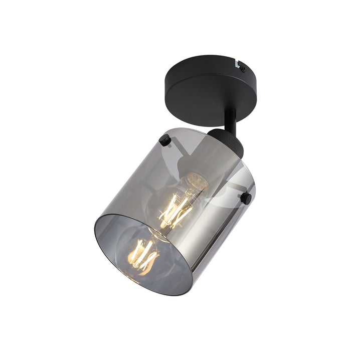 QAZQA Design wandspot zwart met smoke glas - Domo