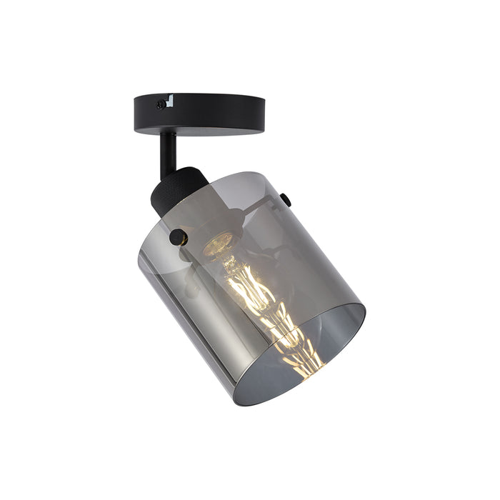 QAZQA Design wandspot zwart met smoke glas - Domo