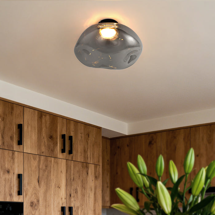 QAZQA Design plafondlamp zwart met smoke glas - Gemma