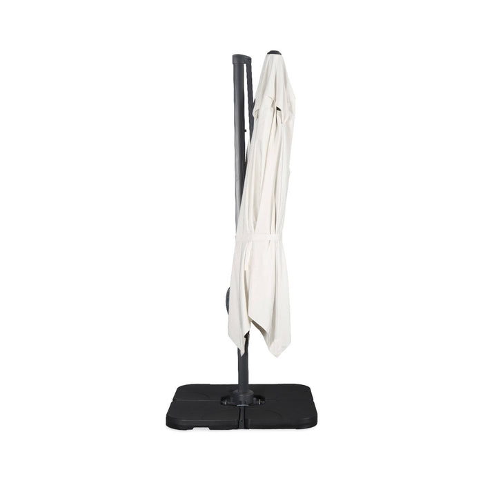 sweeek - Vierkante offset parasol 3x3m + set van 4 verzwaarde tegels