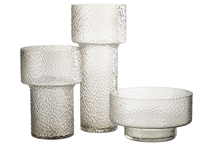 J-Line vaas Laag Betty - glas - transparant - Ø 28 cm